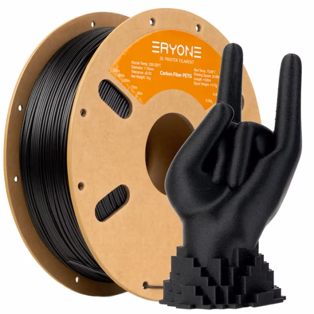 ERYONE Carbon Fiber PETG (PETG-CF) — Black Filament spool, Black