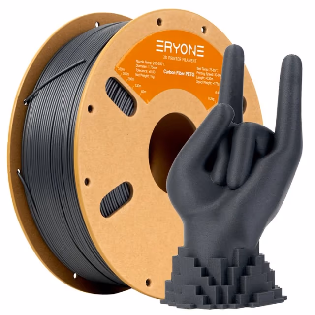 ERYONE Carbon Fiber PETG (PETG-CF) — Dark Grey Filament spool, Dark Grey