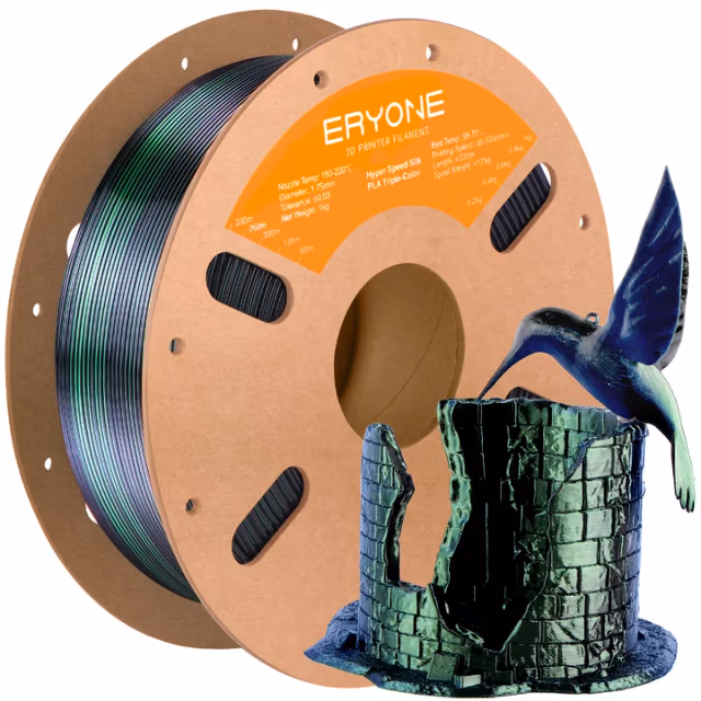 Silk PLA Tri-Color — Emerald Green&Midnight Blue&Black