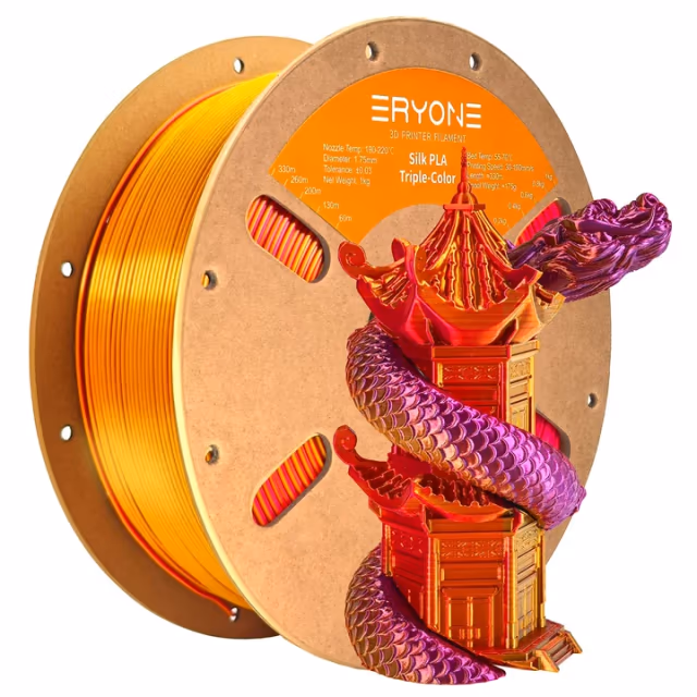 Silk PLA Tri-Color — Red & Purple & Gold
