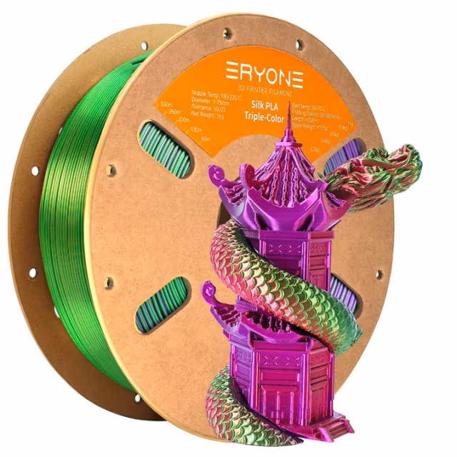 Silk PLA Tri-Color — Red & Purple & Green