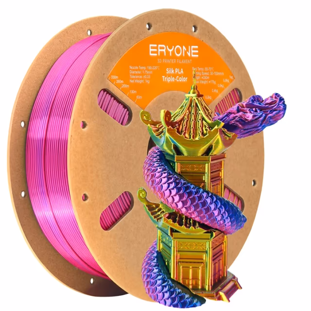 Silk PLA Tri-Color — Red & Yellow & Blue